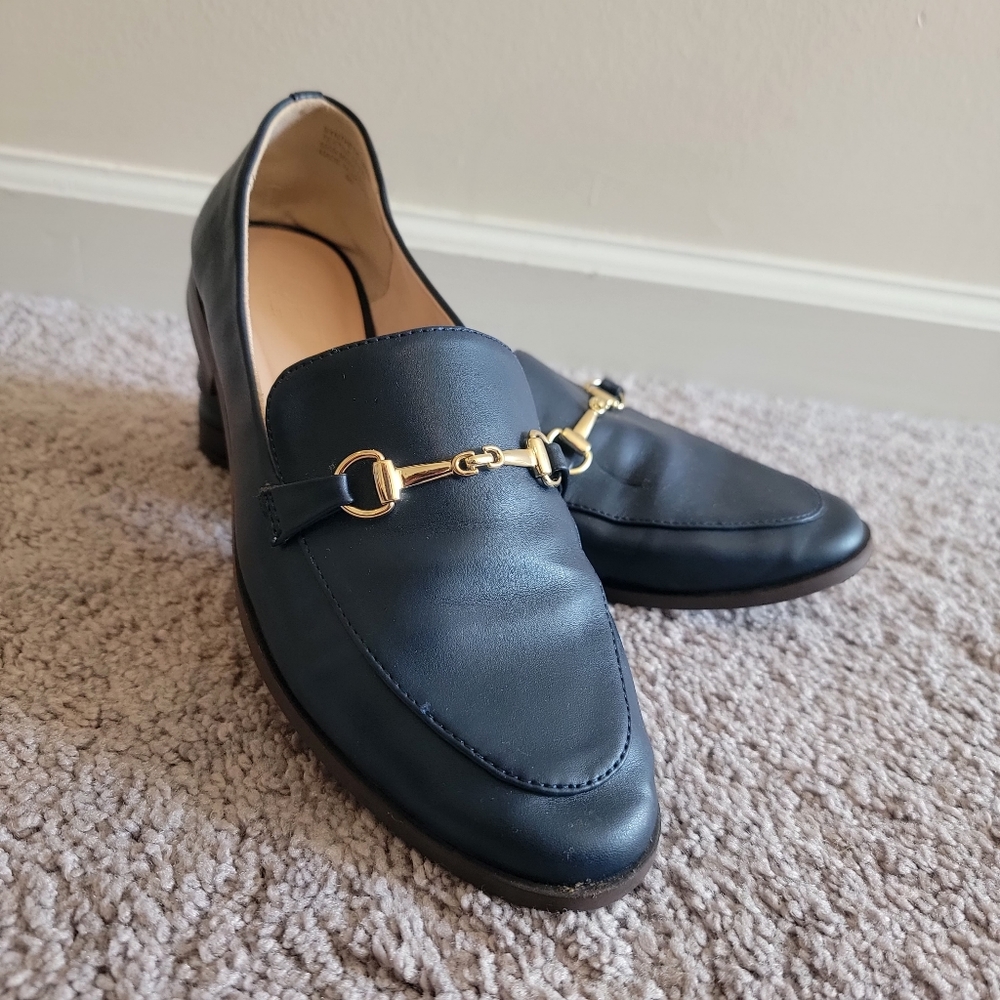 Loft OUTLET Navy and Gold Loafers